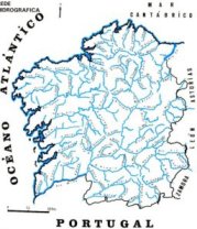 Mapa dos ros mis importantes de Galicia.
