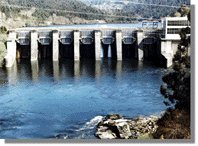 Embalse de Frieira en el ro Mio. Propiedad de Fenosa.